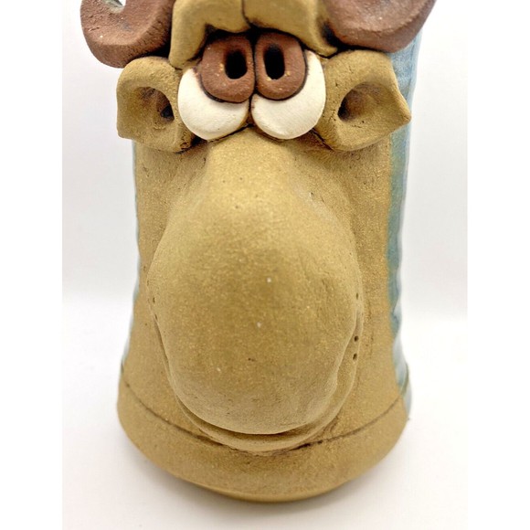 Vintage 3D Moose Face Art Pottery Coffee Cup Mug Used - Picture 5 of 11
